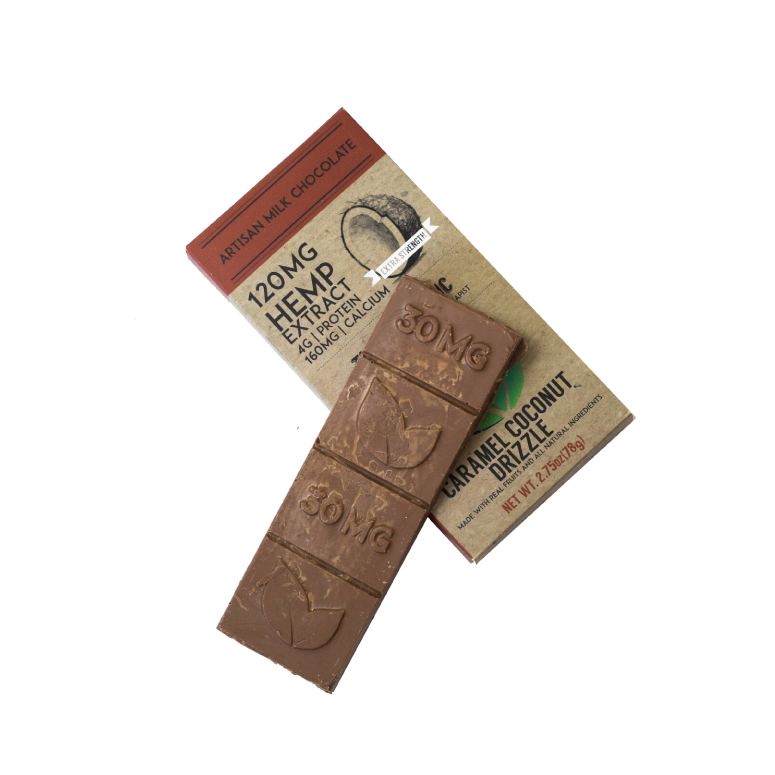 Therapeutic CBD Extra Strength Caramel Coconut Drizzle Chocolate Bar